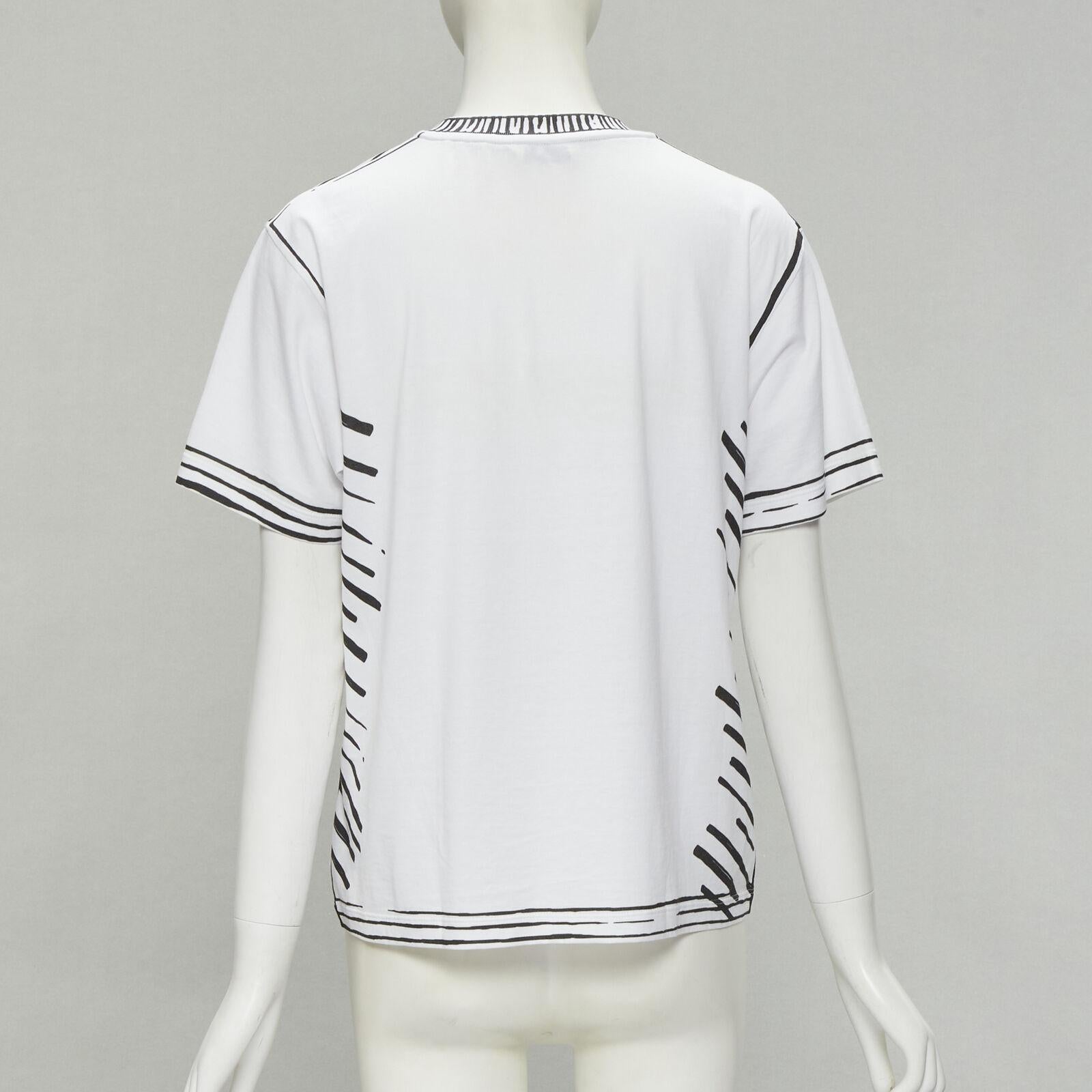 Women's FENDI 2022 Joshua Vides white cotton illustration print logo embroidery tshirt M For Sale