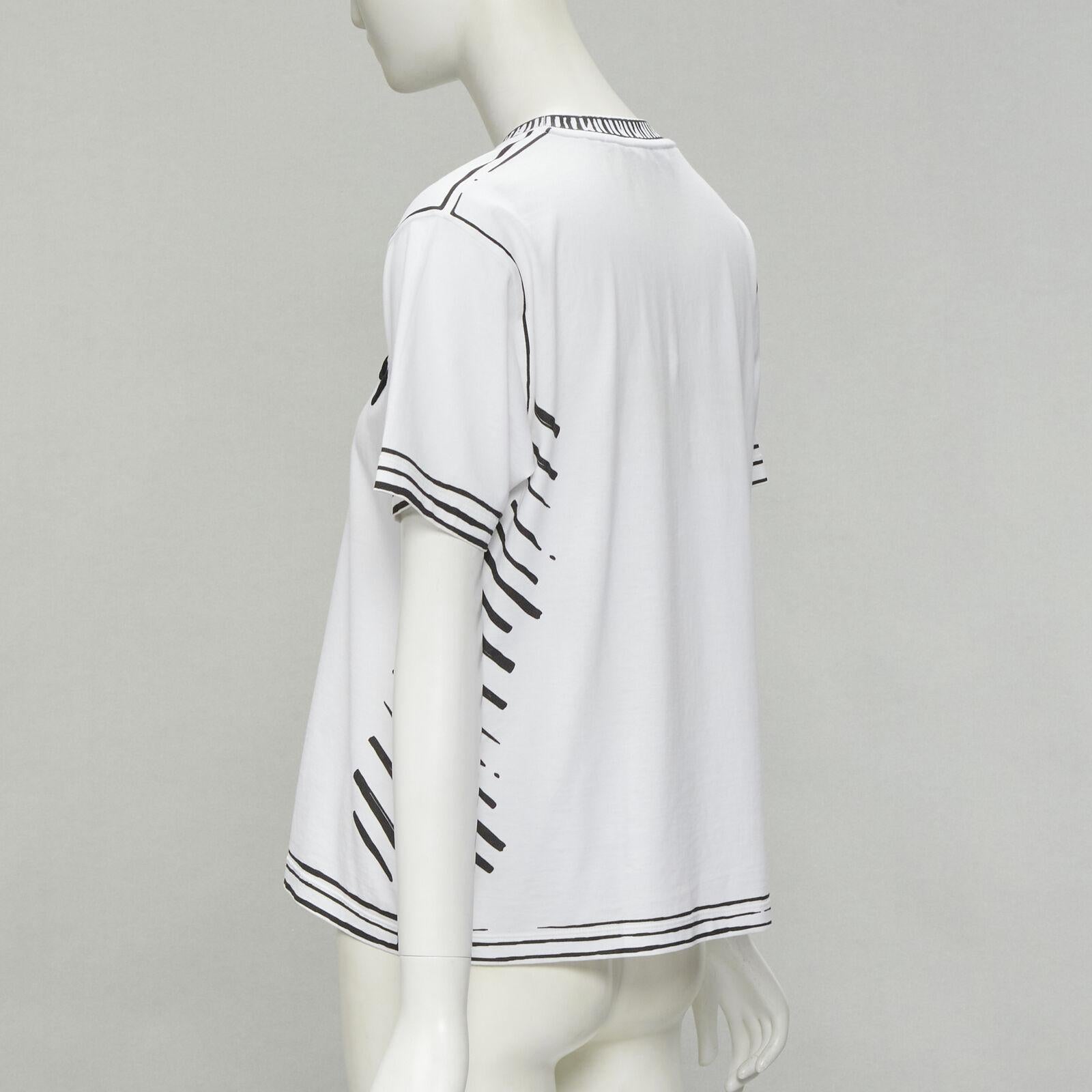 FENDI 2022 Joshua Vides white cotton illustration print logo embroidery tshirt M For Sale 1