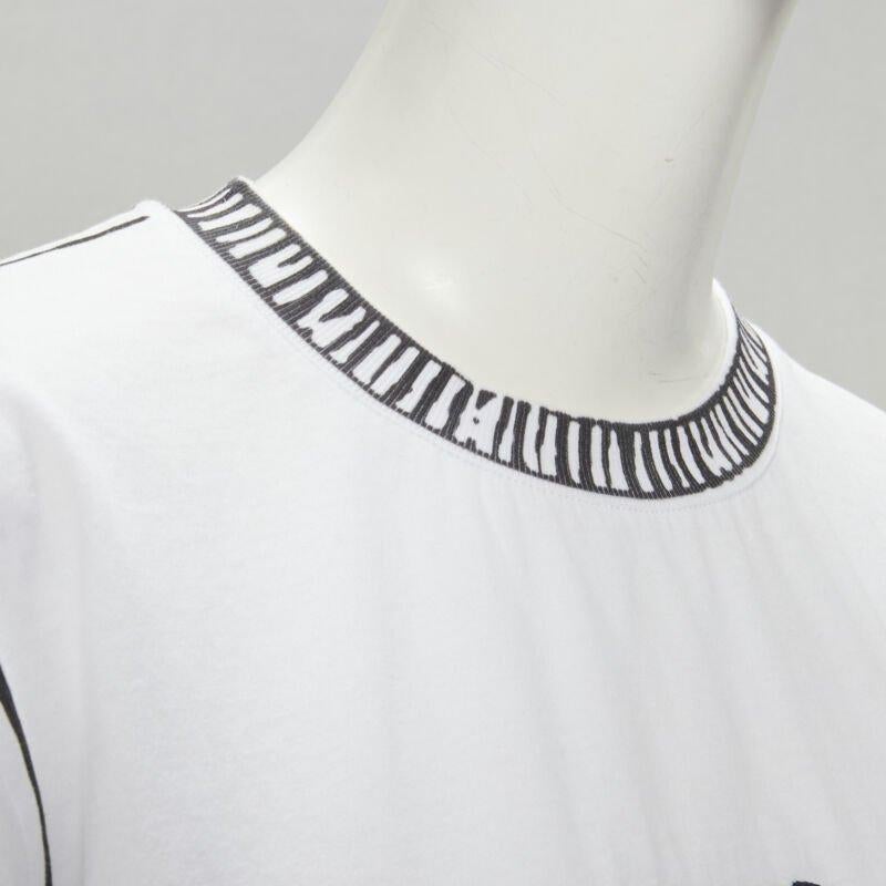 FENDI 2022 Joshua Vides white cotton illustration print logo embroidery tshirt M For Sale 2