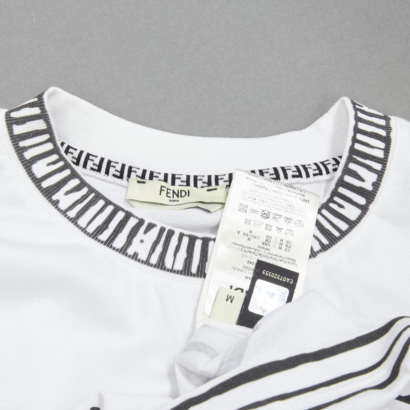 FENDI 2022 Joshua Vides white cotton illustration print logo embroidery tshirt M For Sale 4