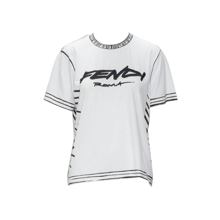 FENDI 2022 Joshua Vides tshirt in cotone bianco con logo stampato