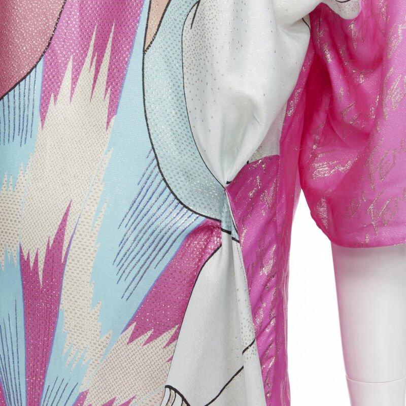 FENDI 2022 Runway Antonio Lopez metallic pink logo jacquard dress IT36 XS 6