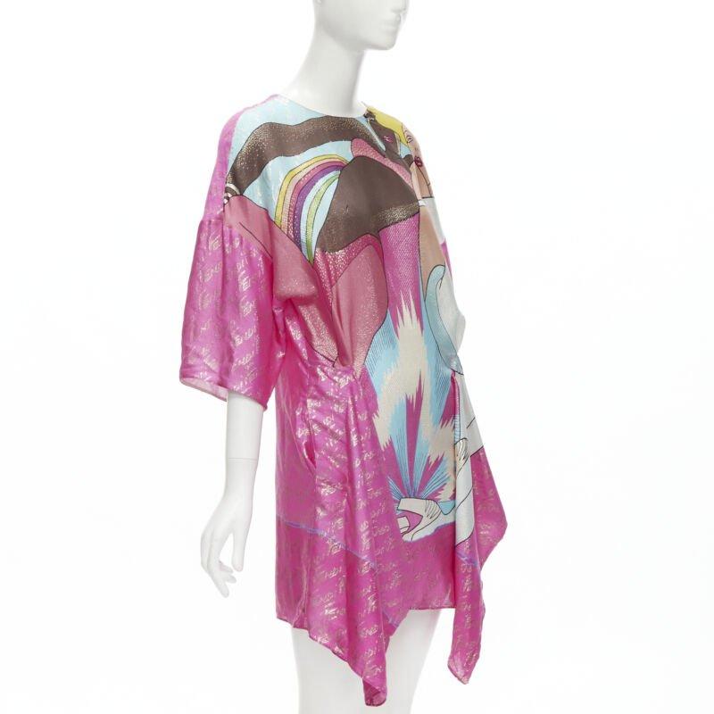 FENDI 2022 Pasarela Antonio Lopez vestido jacquard con logo rosa metalizado IT36 XS Marrón en venta