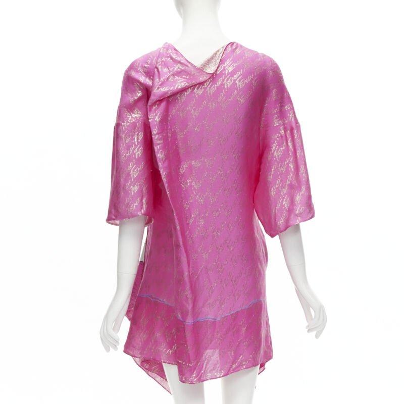 FENDI 2022 Runway Antonio Lopez metallic pink logo jacquard dress IT36 XS 1