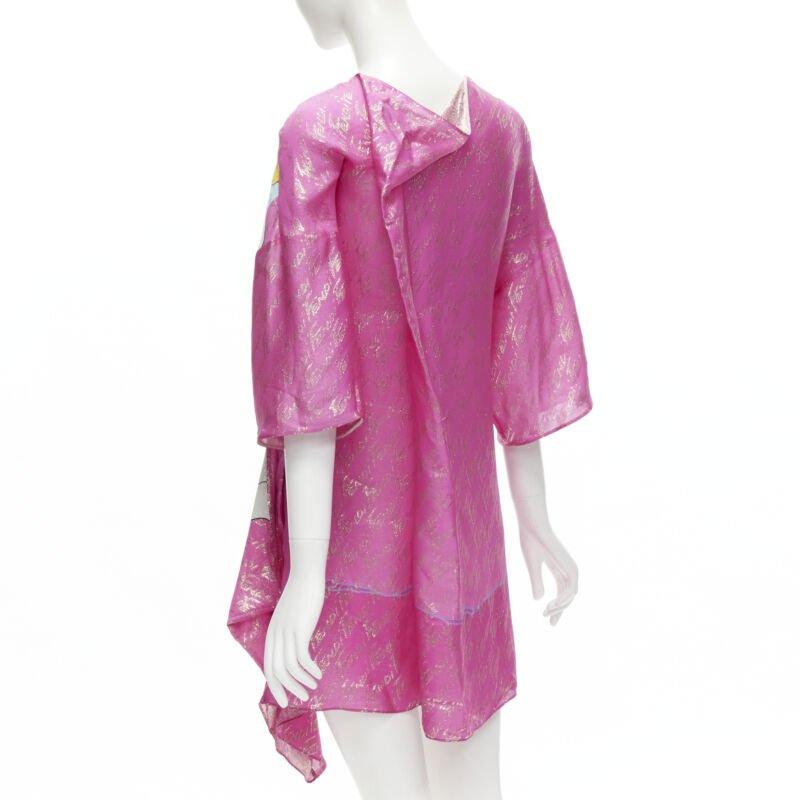 FENDI 2022 Runway Antonio Lopez metallic pink logo jacquard dress IT36 XS 2