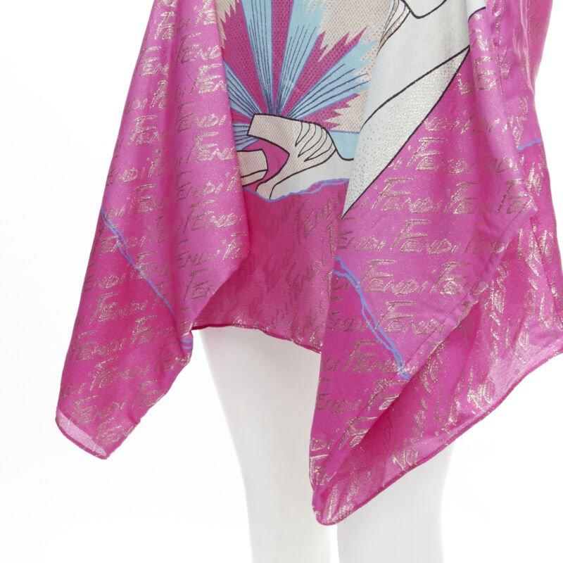 FENDI 2022 Runway Antonio Lopez metallic pink logo jacquard dress IT36 XS 5