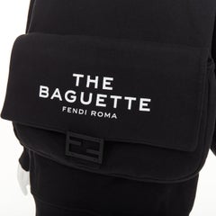 FENDI 2023 MARC JACOBS Baguette-Tasche  Schwarzes Kapuzensweatshirt aus Baumwolle mit Tasche, Größe XS