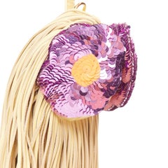 FENDI 2024 Bag Bugs nappa leather purple sequin eye fringe tassel bag charm
