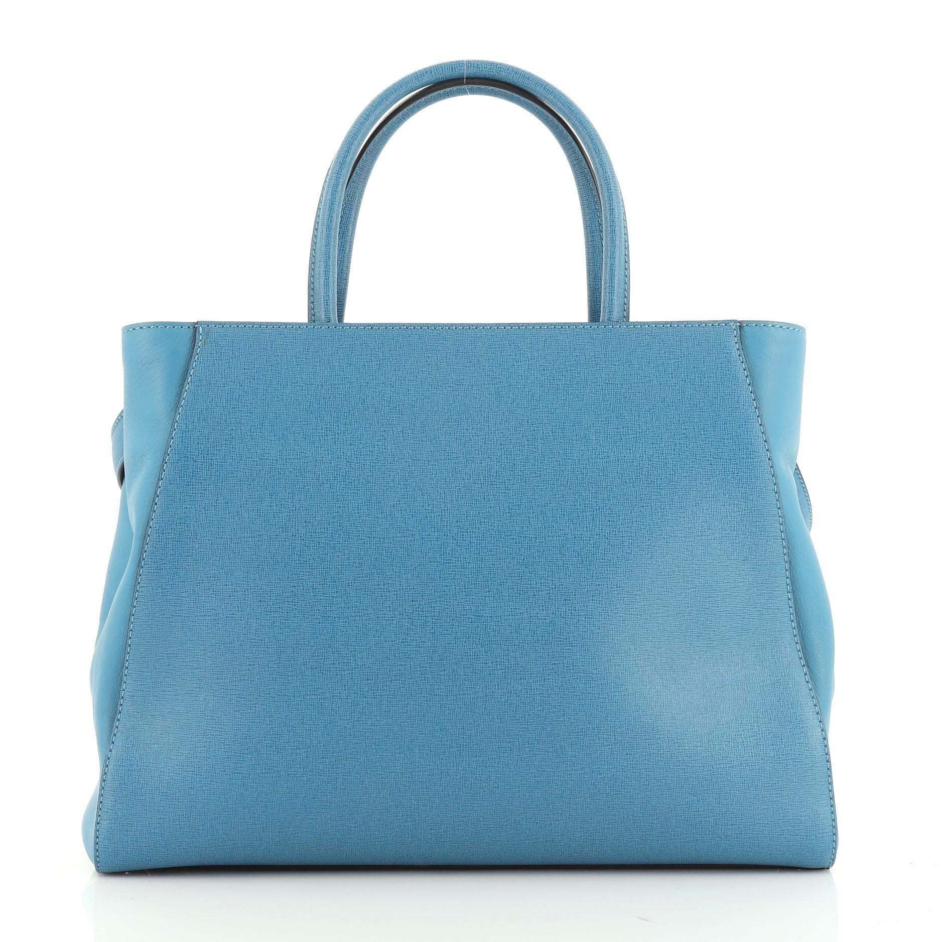 Blue Fendi 2Jours Bag Leather Medium