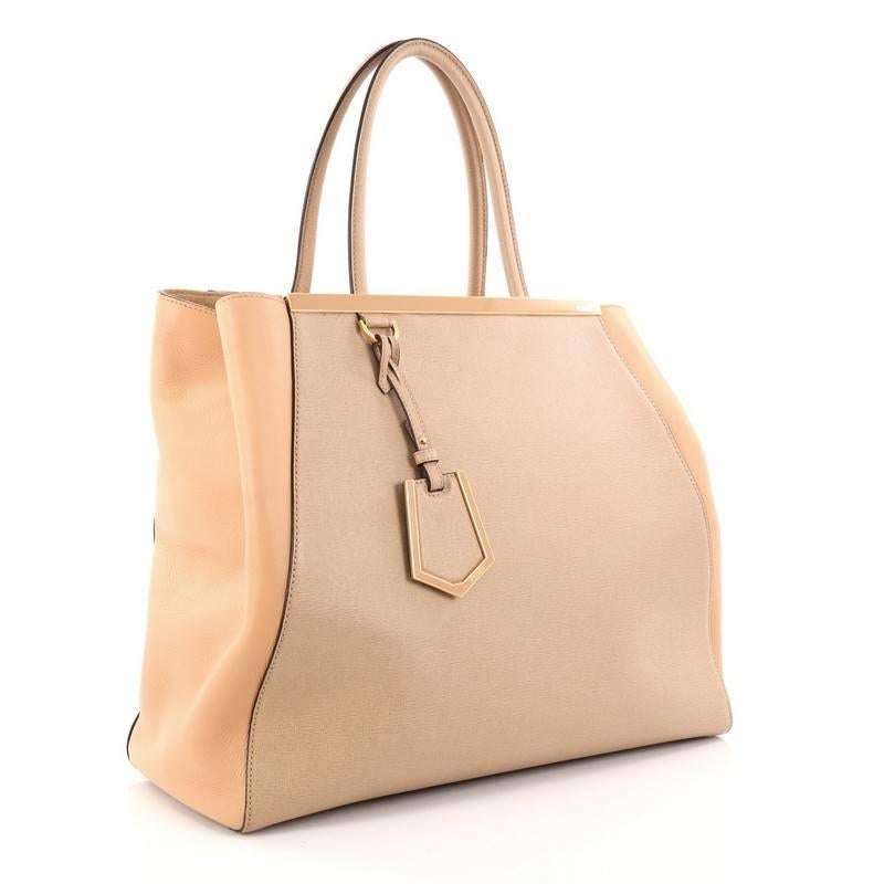Beige Fendi 2Jours Handbag Leather Large
