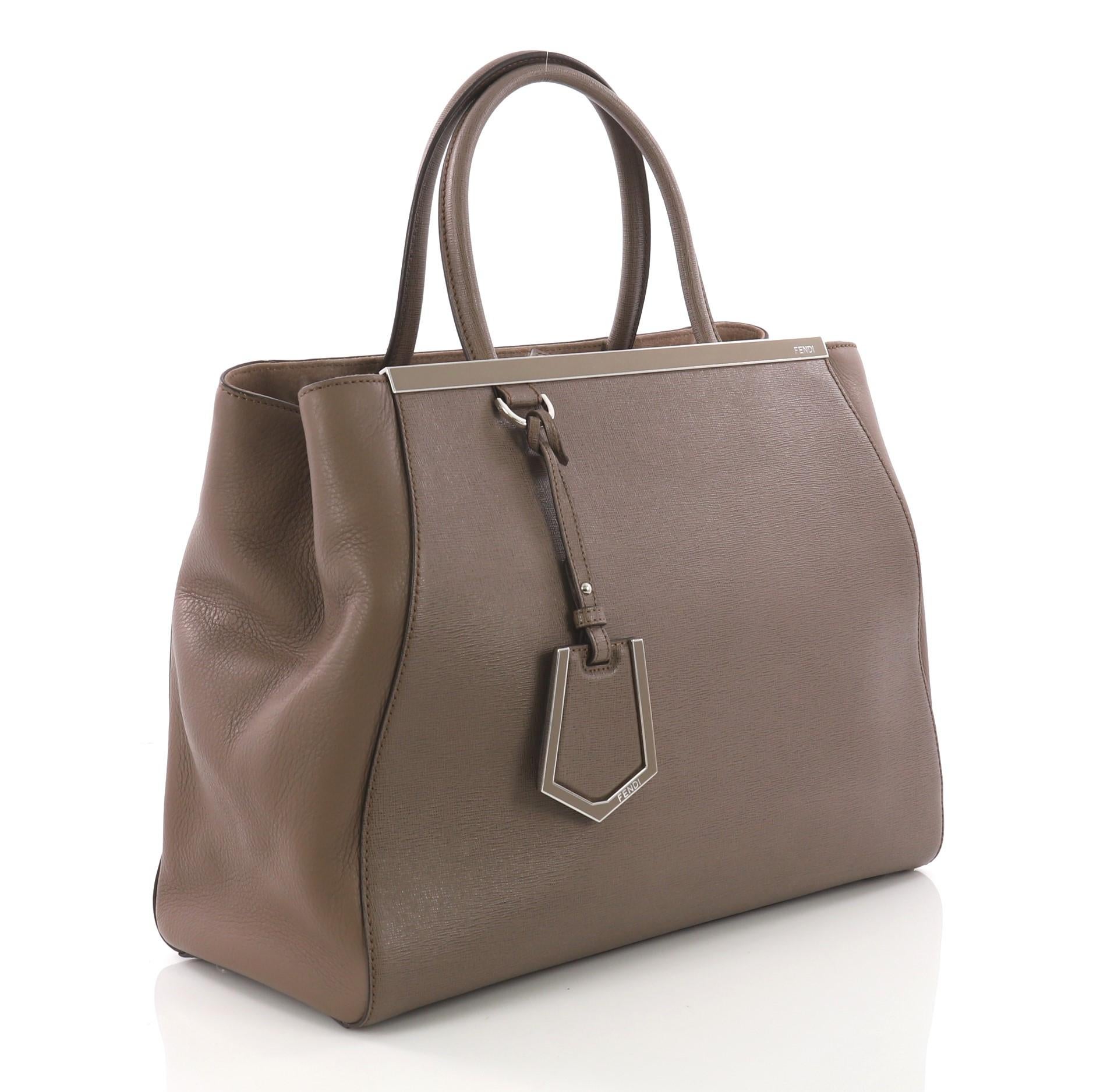 Gray Fendi 2Jours Handbag Leather Medium,