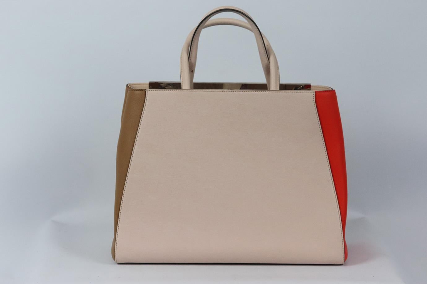 Fendi 2jours Medium Textured Leather Tote Bag In Good Condition For Sale In London, GB