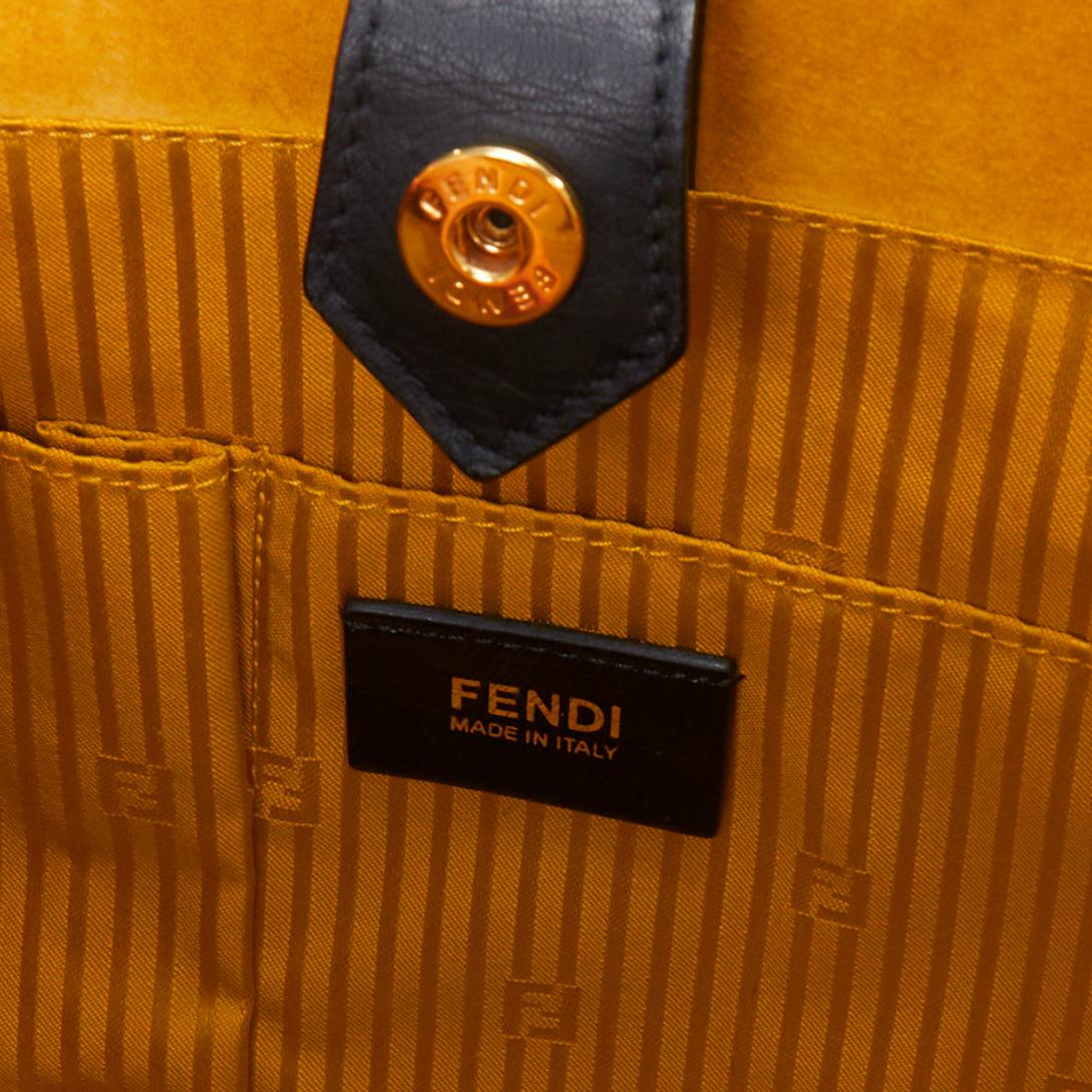 FENDI 2Jours yellow grey black leather tricolor colorblock tote bag 5