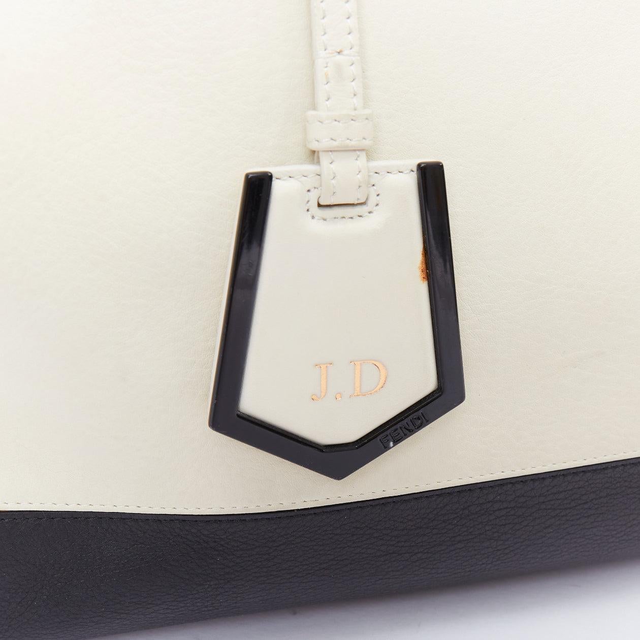 FENDI 2Jours yellow grey black leather tricolor colorblock tote bag 2