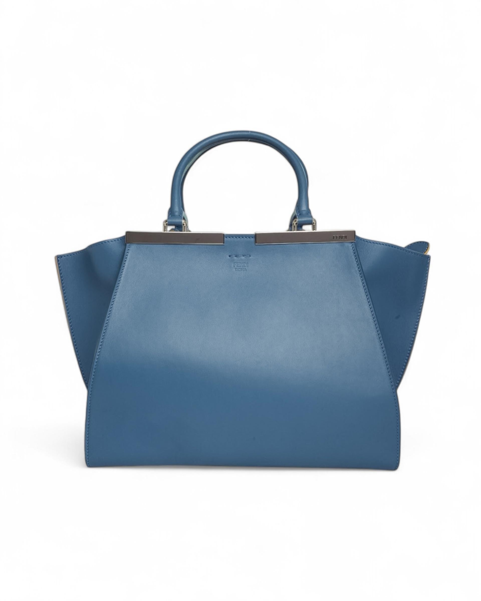 Fendi 3 Jours Medium Bleu céruléen en vente 10