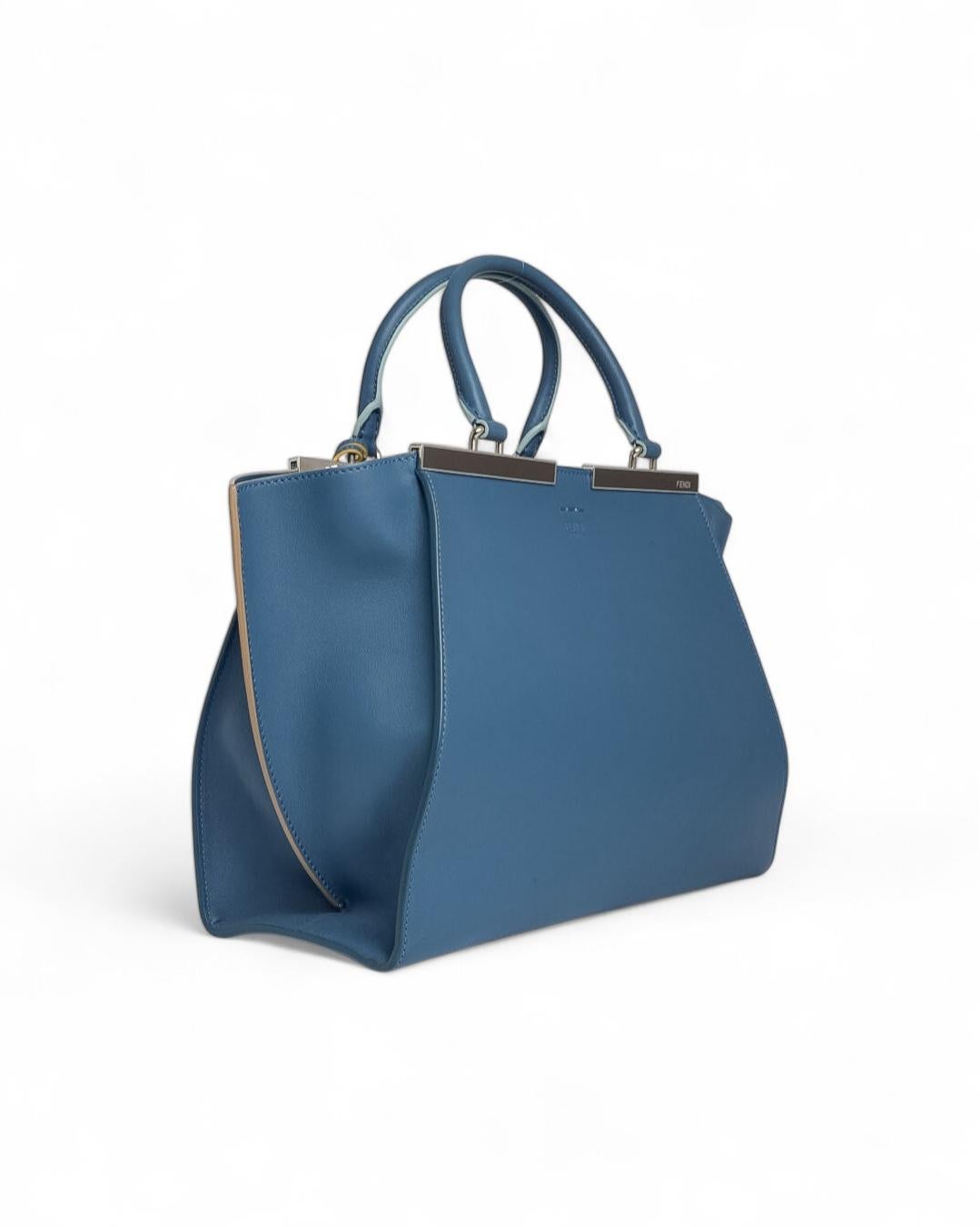 Fendi 3 Jours Medium Bleu céruléen en vente 4