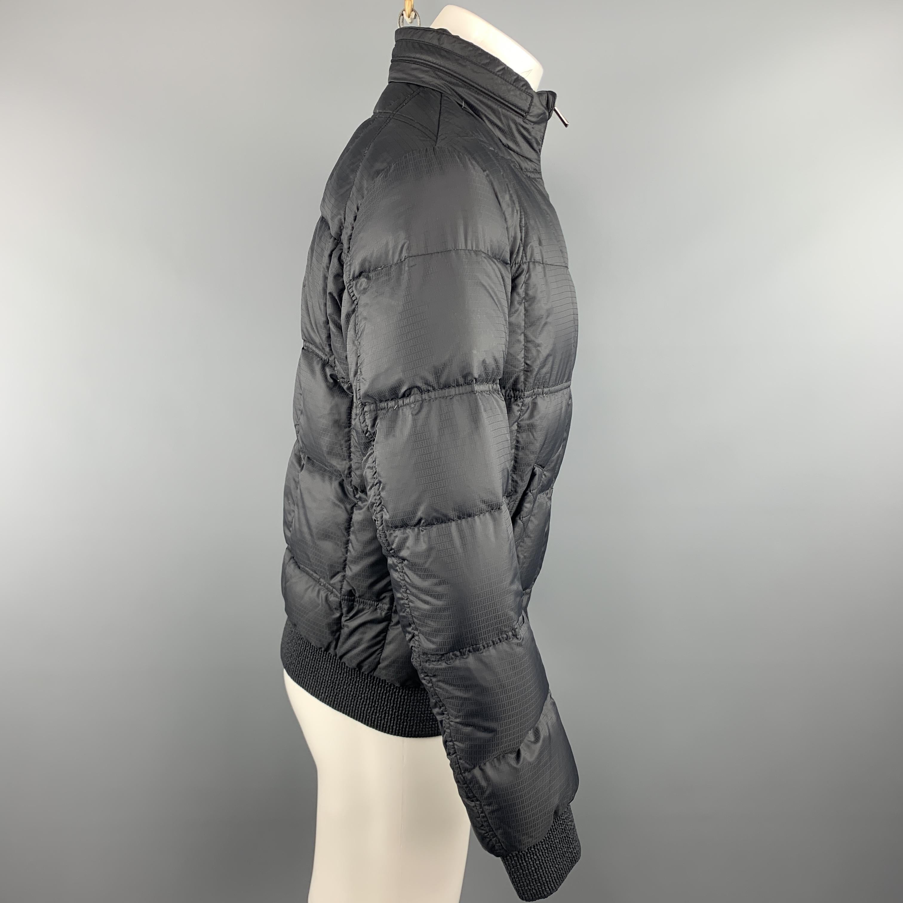 FENDI 38 Black Quilted Poliammide Zip Up Jacket In Good Condition In San Francisco, CA
