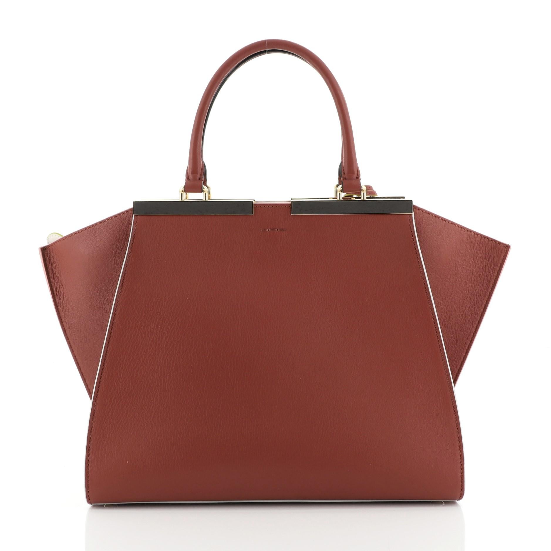 Fendi 3Jours Bag Leather with Shearling Petite In Good Condition In NY, NY