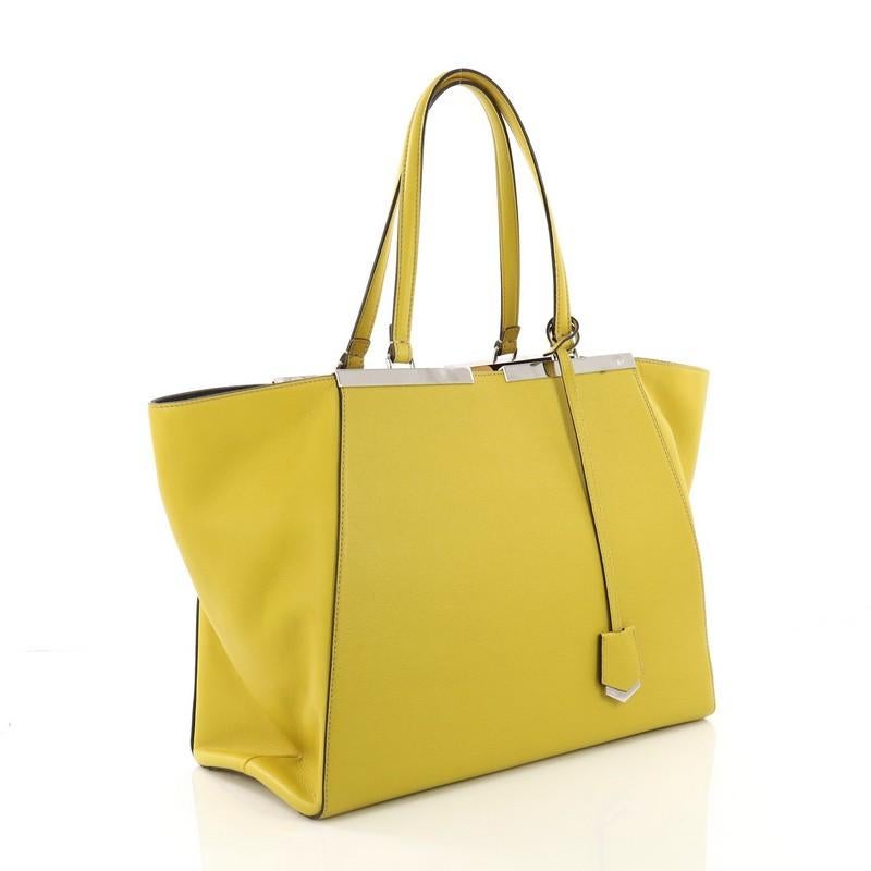 Yellow Fendi 3Jours Handbag Leather Large