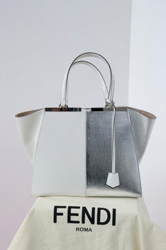 Fendi 3Jours White Leather Shopper Bag
