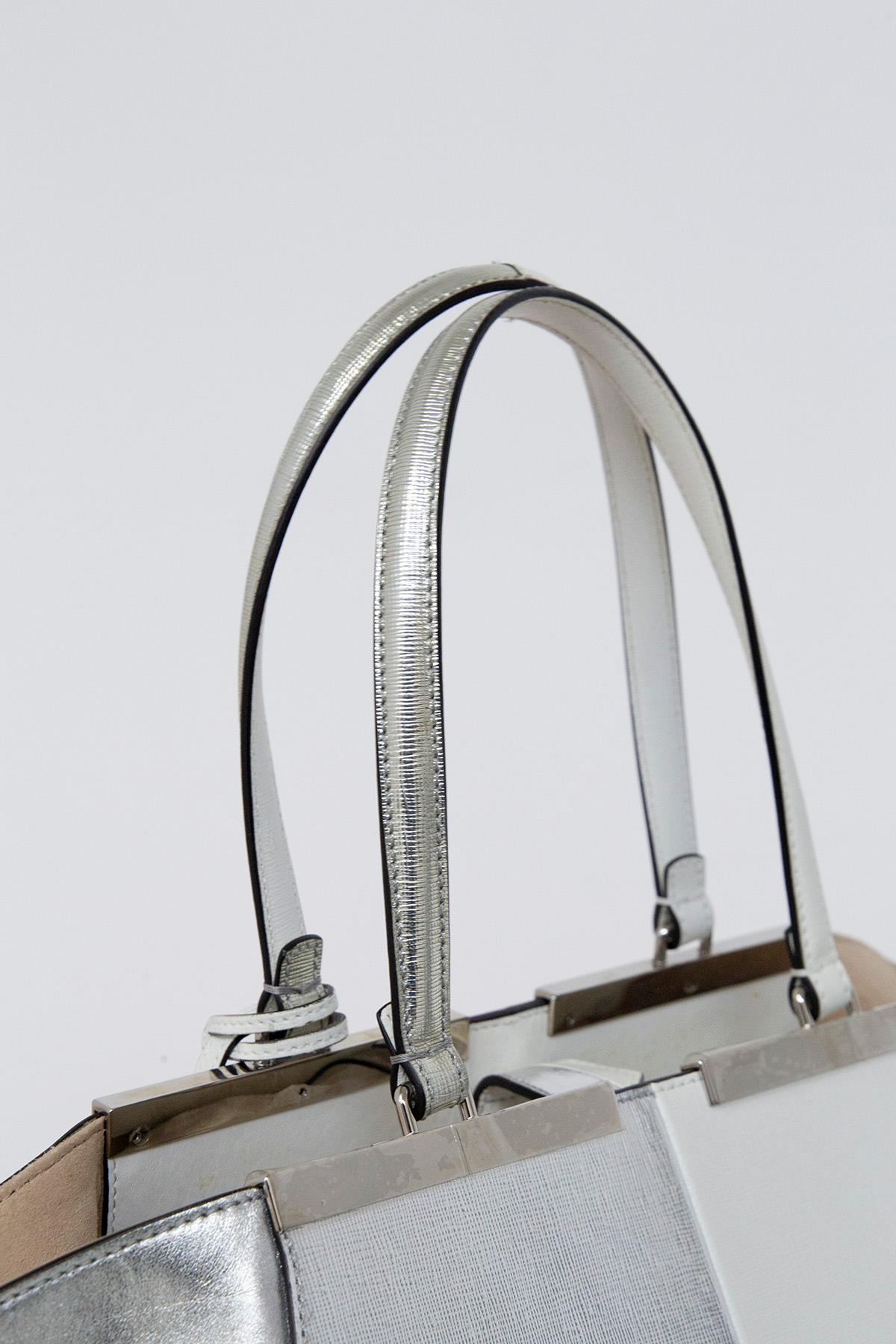 Fendi 3Jours White Leather Shopper Bag  In Good Condition For Sale In Milano, IT