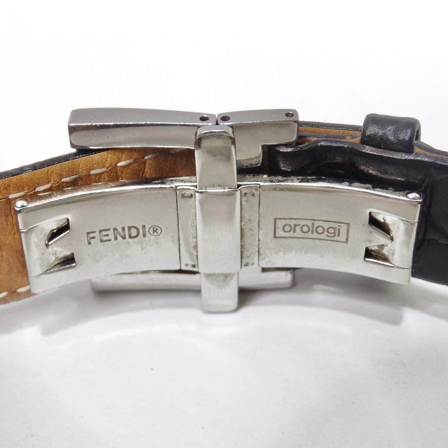 Fendi Montre chronographe à cadran pour hommes 4500G en acier inoxydable et quartz noir Unisexe en vente