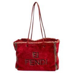 Fendi 70er Jahre Rote Kunstpelz-Tasche