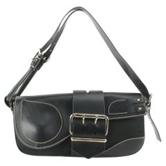 Fendi 8BR108 Black Canvas Calfskin Belt Buckle Flap Bag 14f4