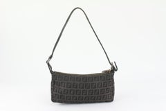 Fendi 8br249 Black Brown FF Zucchino Handbag Semi-shoulder Pochette 1213f27