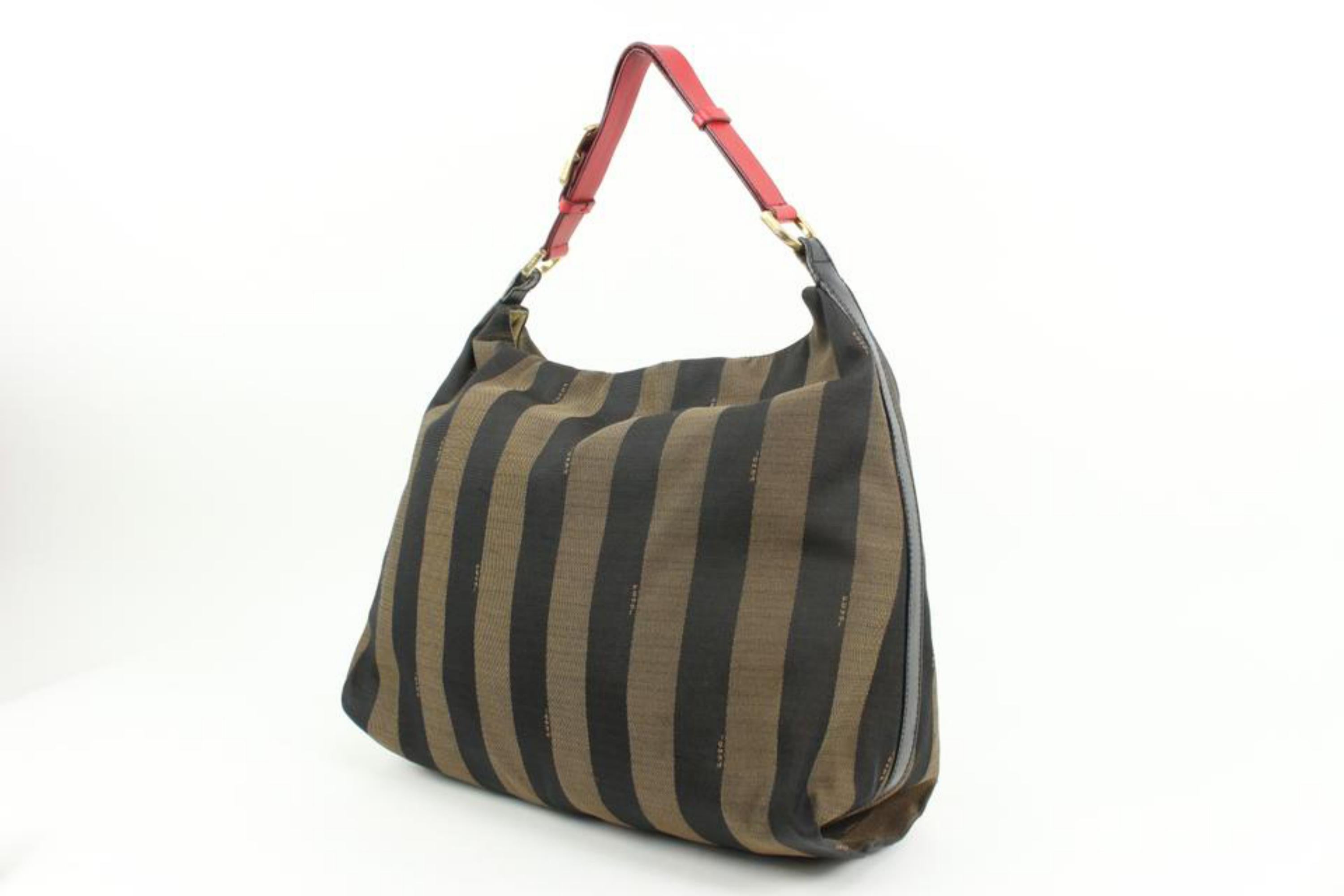 Fendi 8BR653 Tobacco Pequin Stripe Large Hobo Bag 67f38s
Date Code/Serial Number: 
Made In: Italy
Measurements: Length:  18
