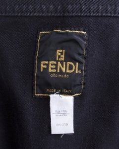 Fendi 90s Vintage Black Denim Suspender Skirt