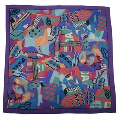 Fendi Abstract Art Silk Scarf With Box