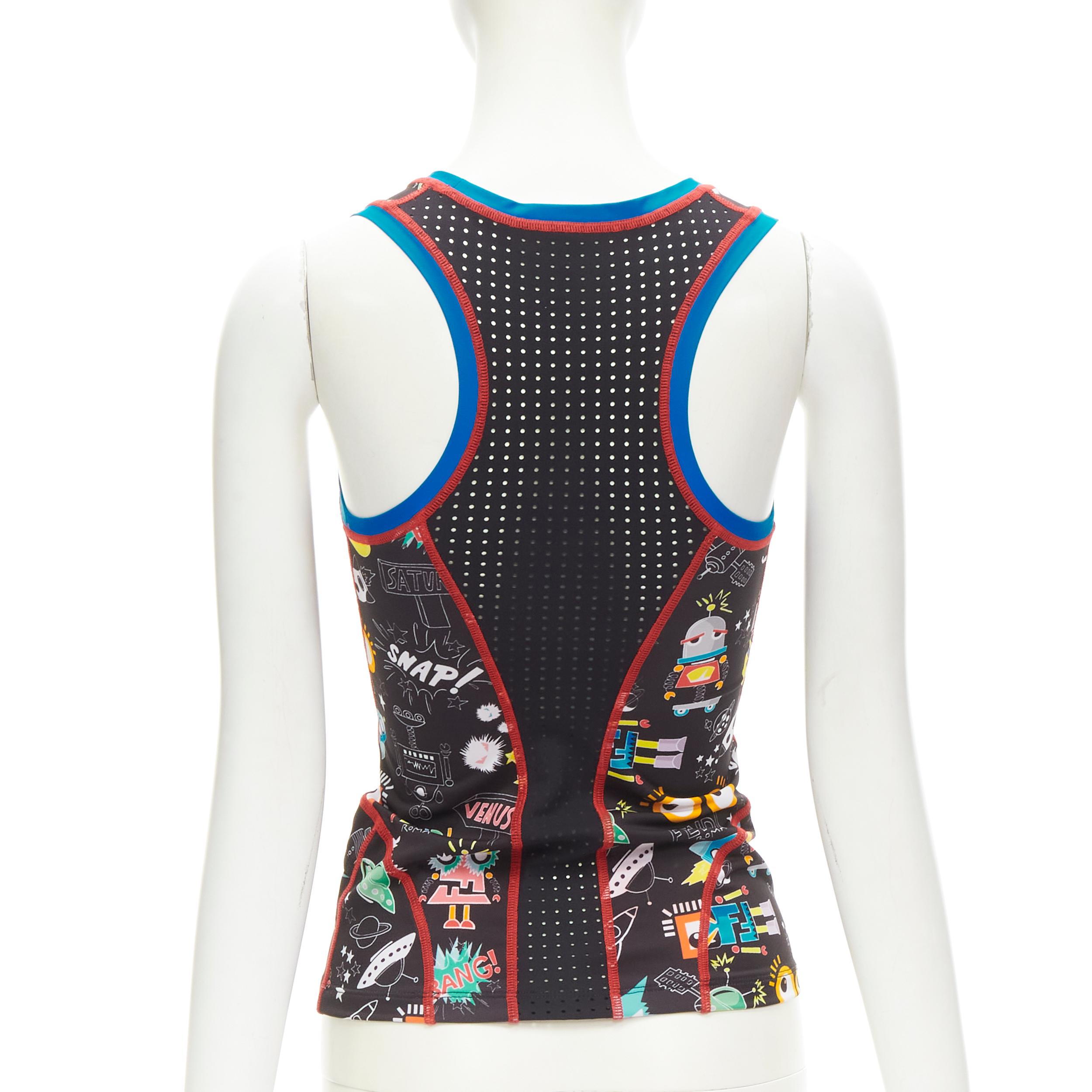 FENDI Activewear black FF robot Monster Eye tank top XS In Excellent Condition For Sale In Hong Kong, NT
