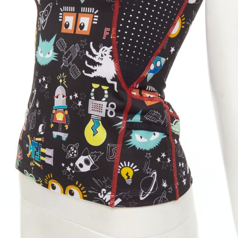 FENDI Activewear canotta nera FF robot Monster Eye XS in vendita 2