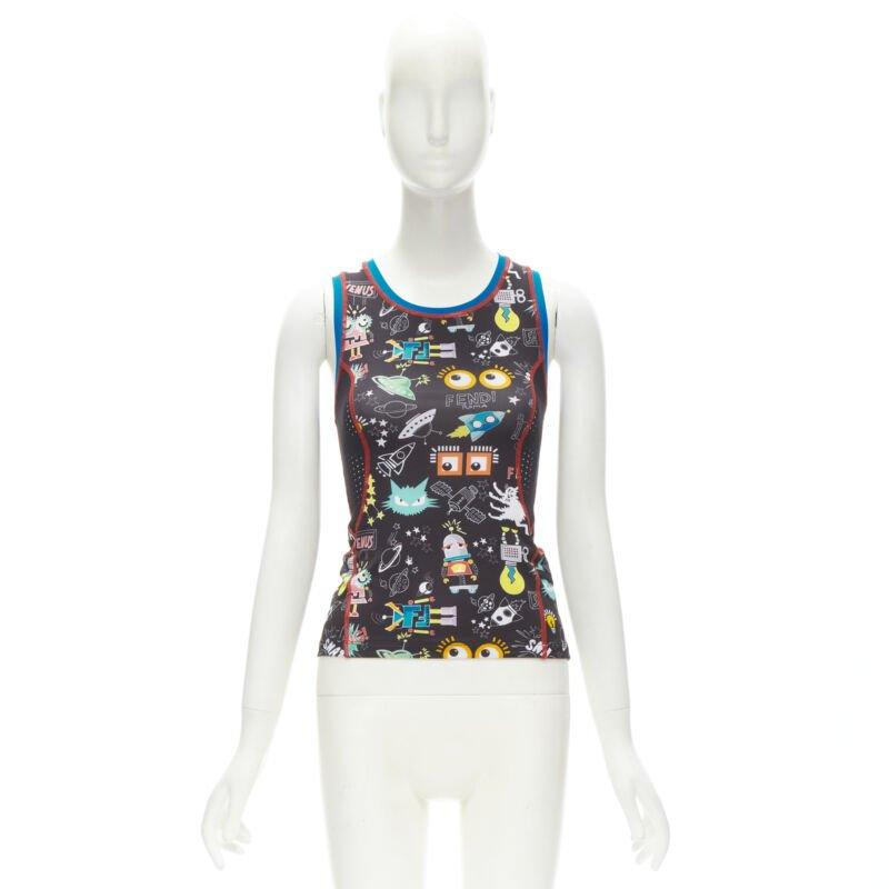 FENDI Activewear canotta nera FF robot Monster Eye XS in vendita 4