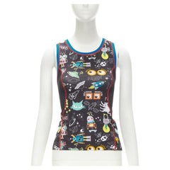 FENDI Activewear black FF robot Monster Eye tank top XS