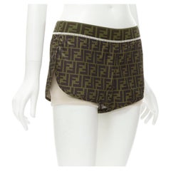 FENDI Activewear Forever FF Zucca monogram pink lined running shorts S