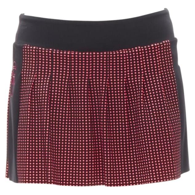 FENDI Activewear Karl Love black pink polka dot lined pleated skirt S For Sale