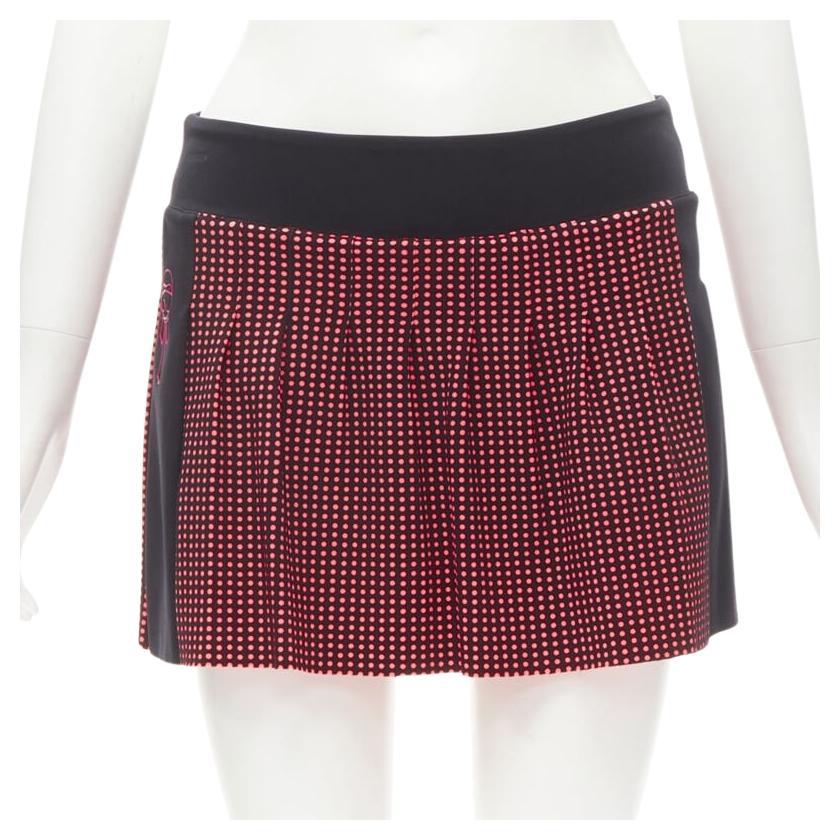 FENDI Activewear Karl Love black pink polka dot lined pleated skirt S For Sale