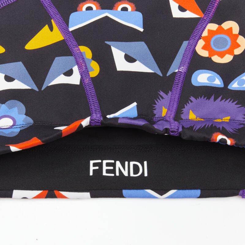 FENDI Activewear Monster Bug Eye black graphic print perforated crop top For Sale 3