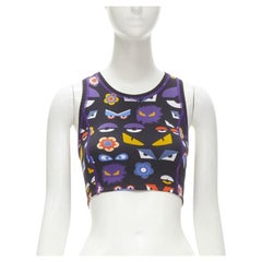 FENDI Activewear Monster Bug Eye black graphic print perforated crop top