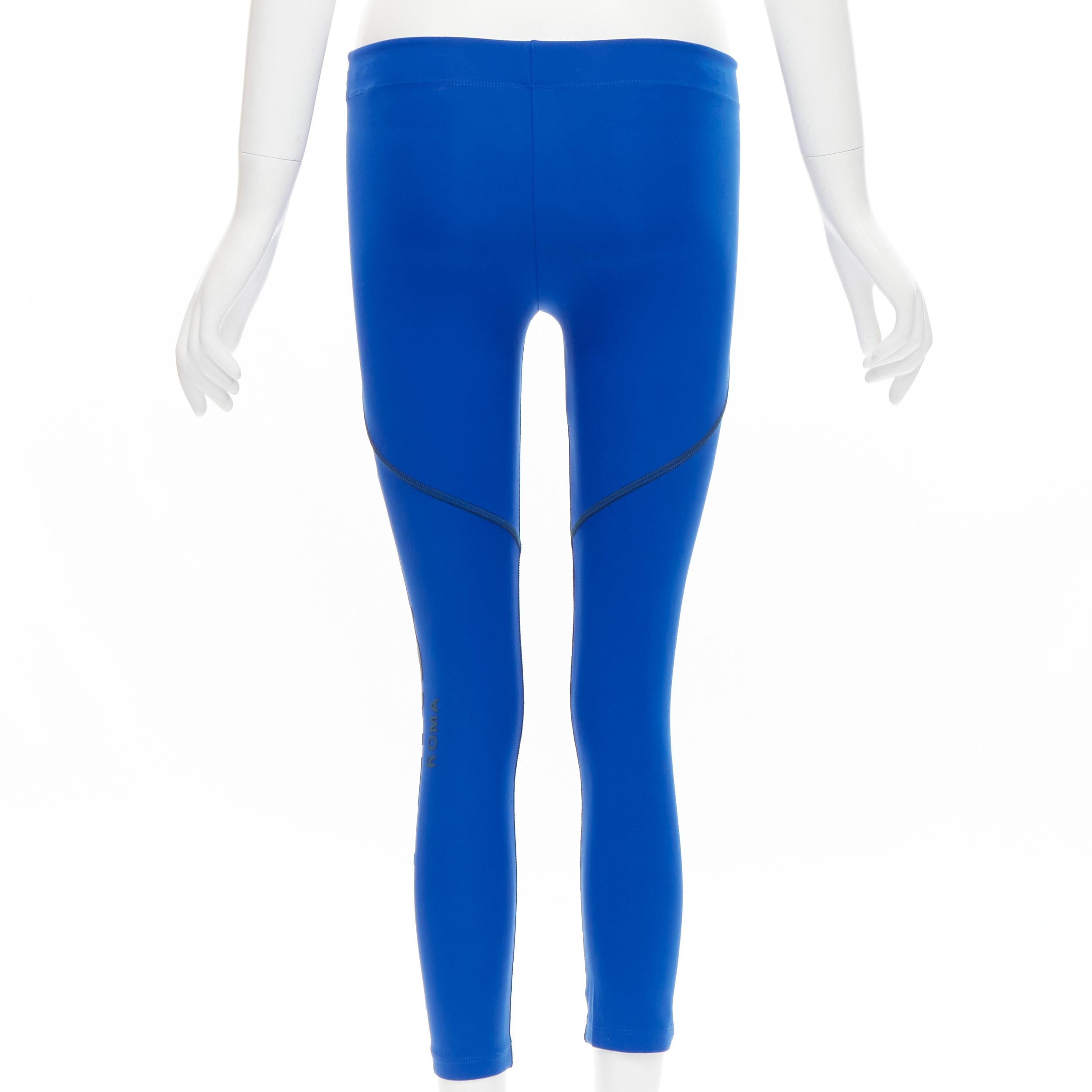 FENDI Activewear Kobaltblaue Sport Leggings mit reflektierendem Silber-Logo XS Damen im Angebot