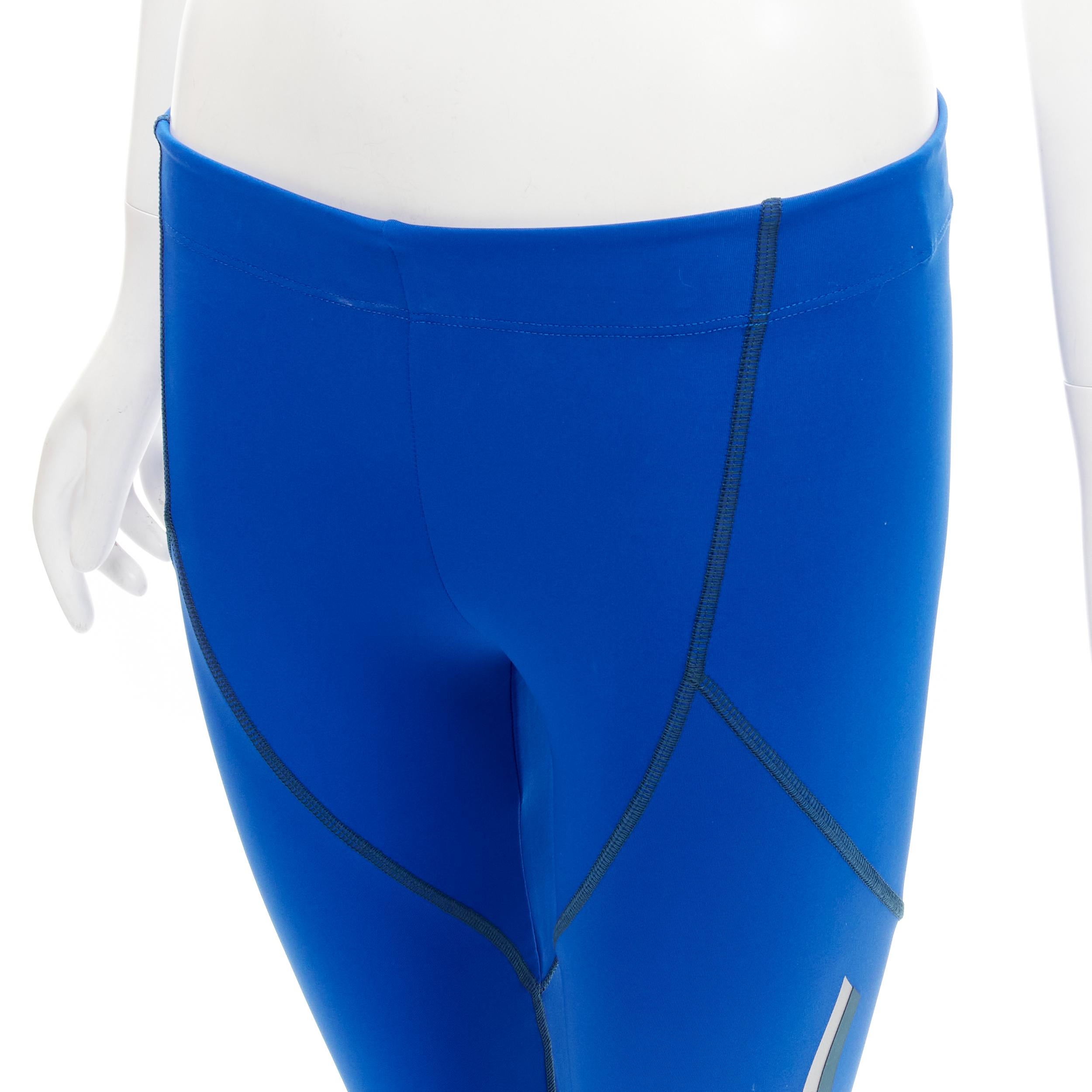 FENDI Activewear reflective silver logo cobalt blue sports leggings XS In Excellent Condition For Sale In Hong Kong, NT