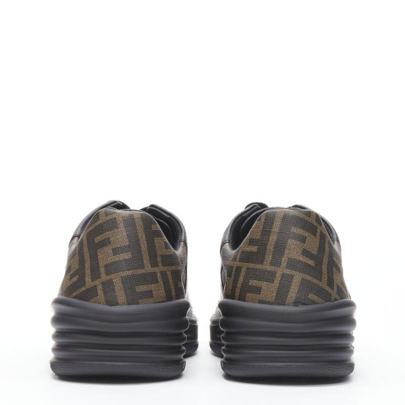 Men's FENDI Amor Roma black leather print Zucca FF monogram heel sneakers UK8 EU42
