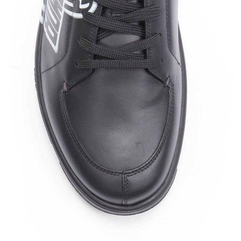 FENDI Amor Roma black leather print Zucca FF monogram heel sneakers UK8 EU42 2
