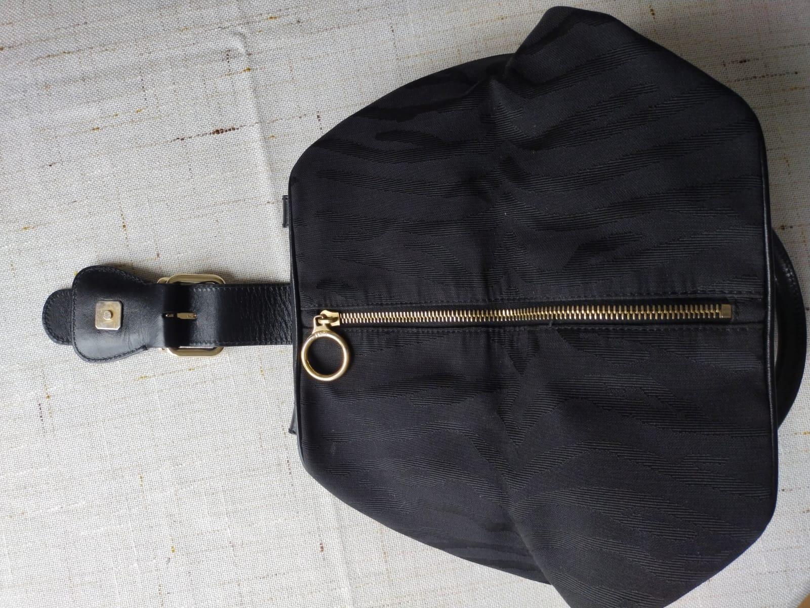 Fendi Animal Style Purses Black Tiger Print Canvas Leather Bag Y2K 2000s For Sale 3