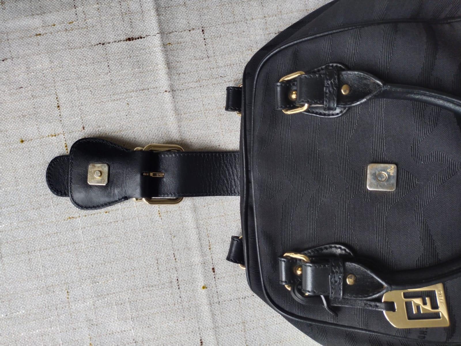 Fendi Animal Style Purses Black Tiger Print Canvas Leather Bag Y2K 2000s For Sale 4