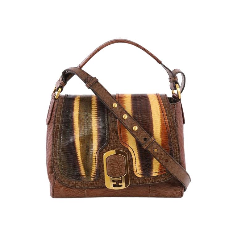 Fendi Anna Flap Bag Lizard and Leather