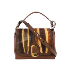 Fendi Anna Flap Bag Lizard and Leather