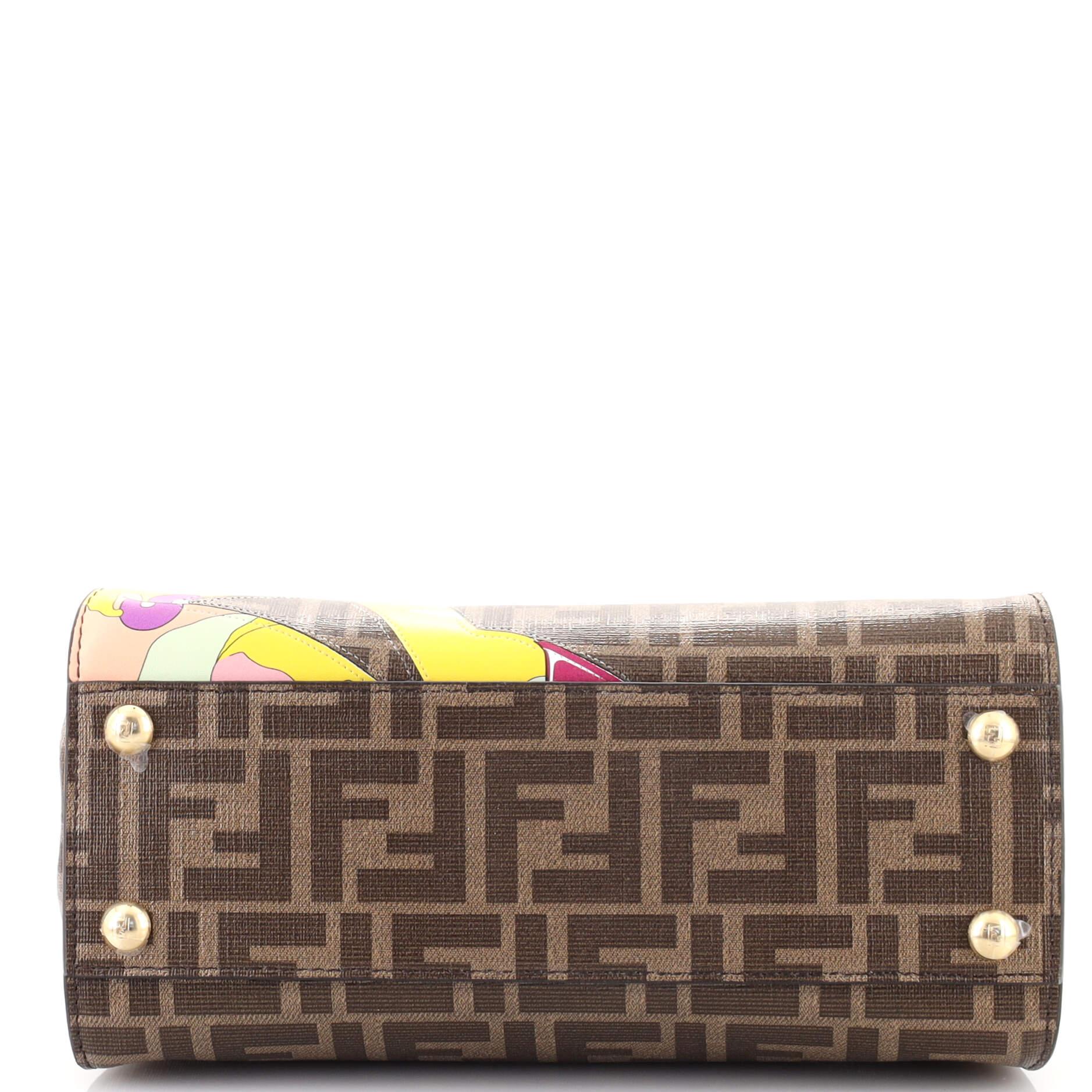 Fendi Antonio Lopez Peekaboo Bag Zucca Coated Canvas with Printed Leather  In Good Condition In NY, NY